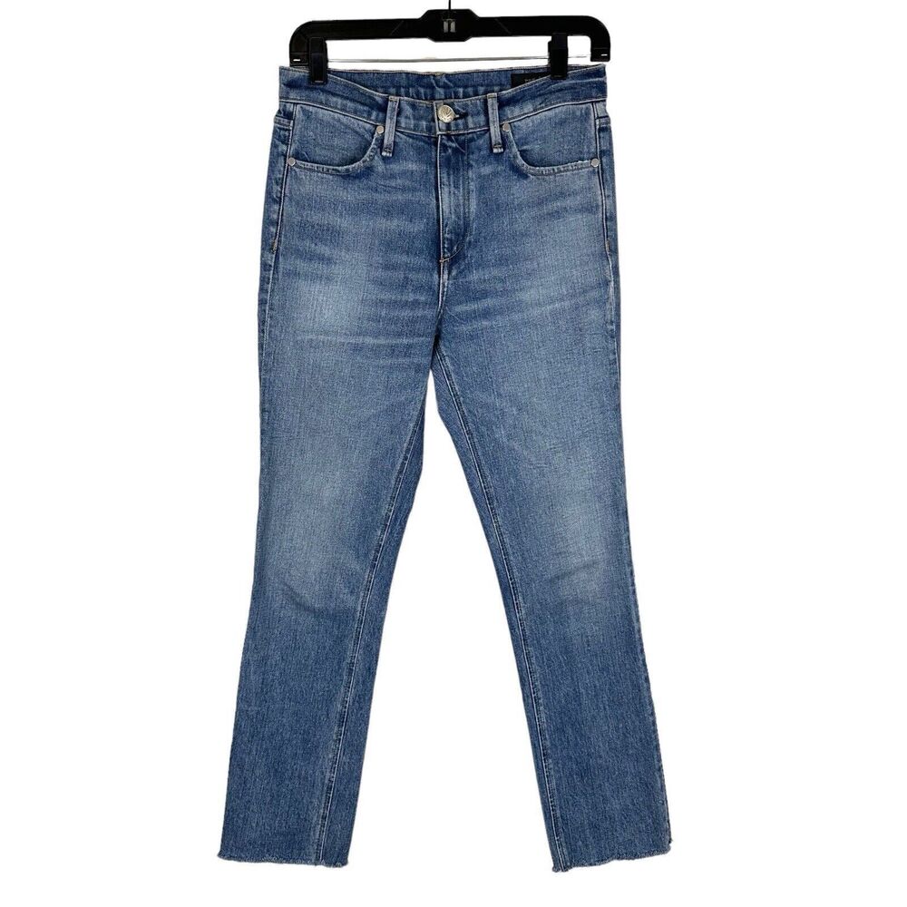 Rag & Bone Farrah Ankle Cigarette Jeans Womens Size 25 Raw Hem Blue Denim